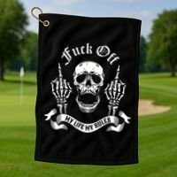 Fuck Off My Life Rules Skull Finger Golf Towel thumb 1