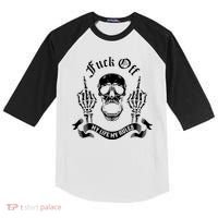 Fuck Off My Life Rules Skull Finger Kids Colorblock Raglan Jersey thumb 0