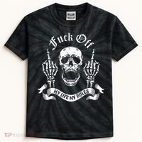 Fuck Off My Life Rules Skull Finger Kids Tie-Dye T-Shirt thumb 0
