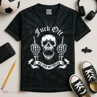 Fuck Off My Life Rules Skull Finger Kids Tie-Dye T-Shirt thumb 2