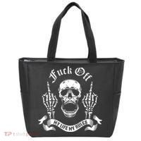 Fuck Off My Life Rules Skull Finger Tote Bag thumb 0