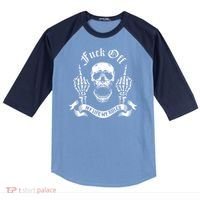 Fuck Off My Life Rules Skull Finger Raglan Baseball Sleeve Shirt thumb 0