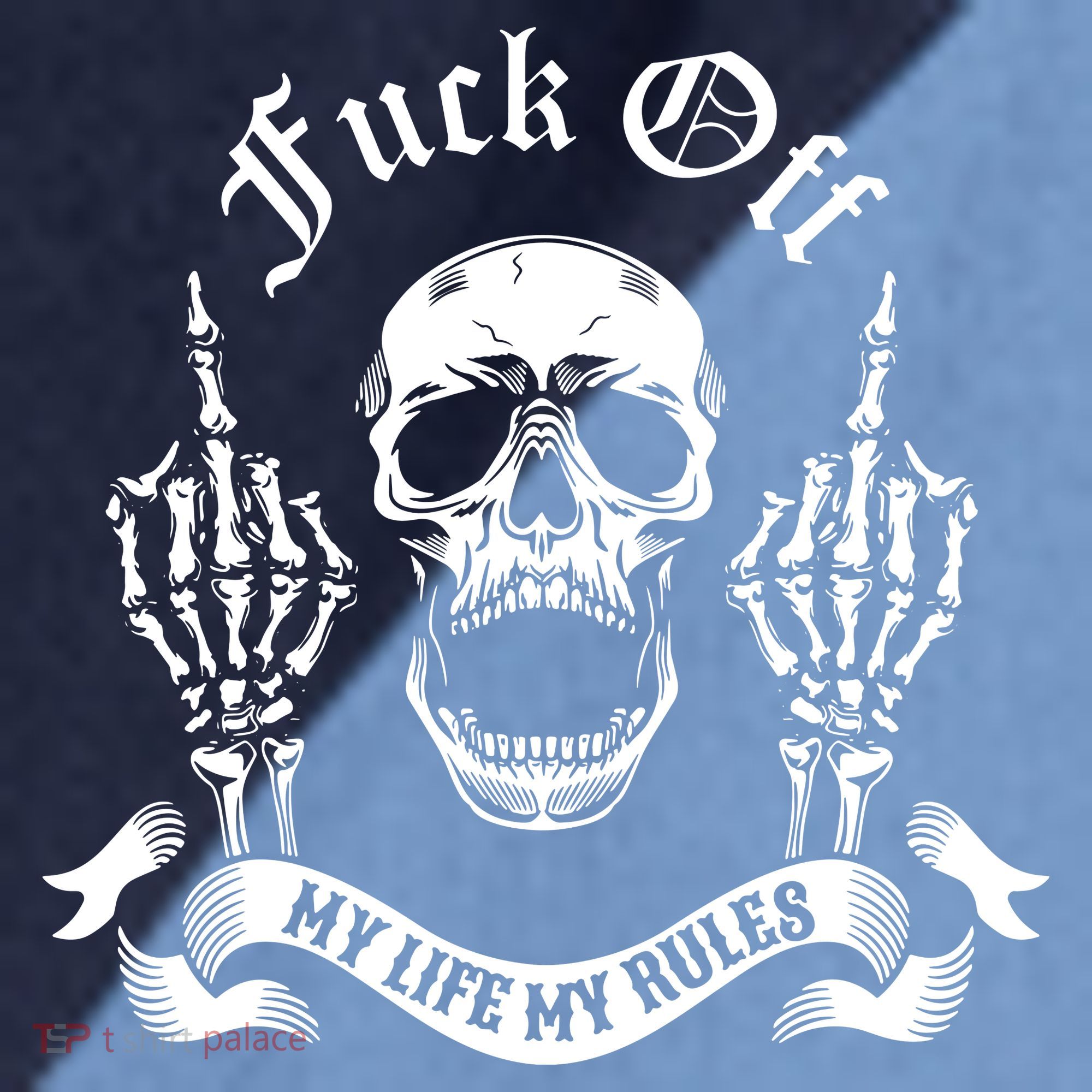Fuck Off My Life Rules Skull Finger Raglan Baseball Sleeve Shirt
