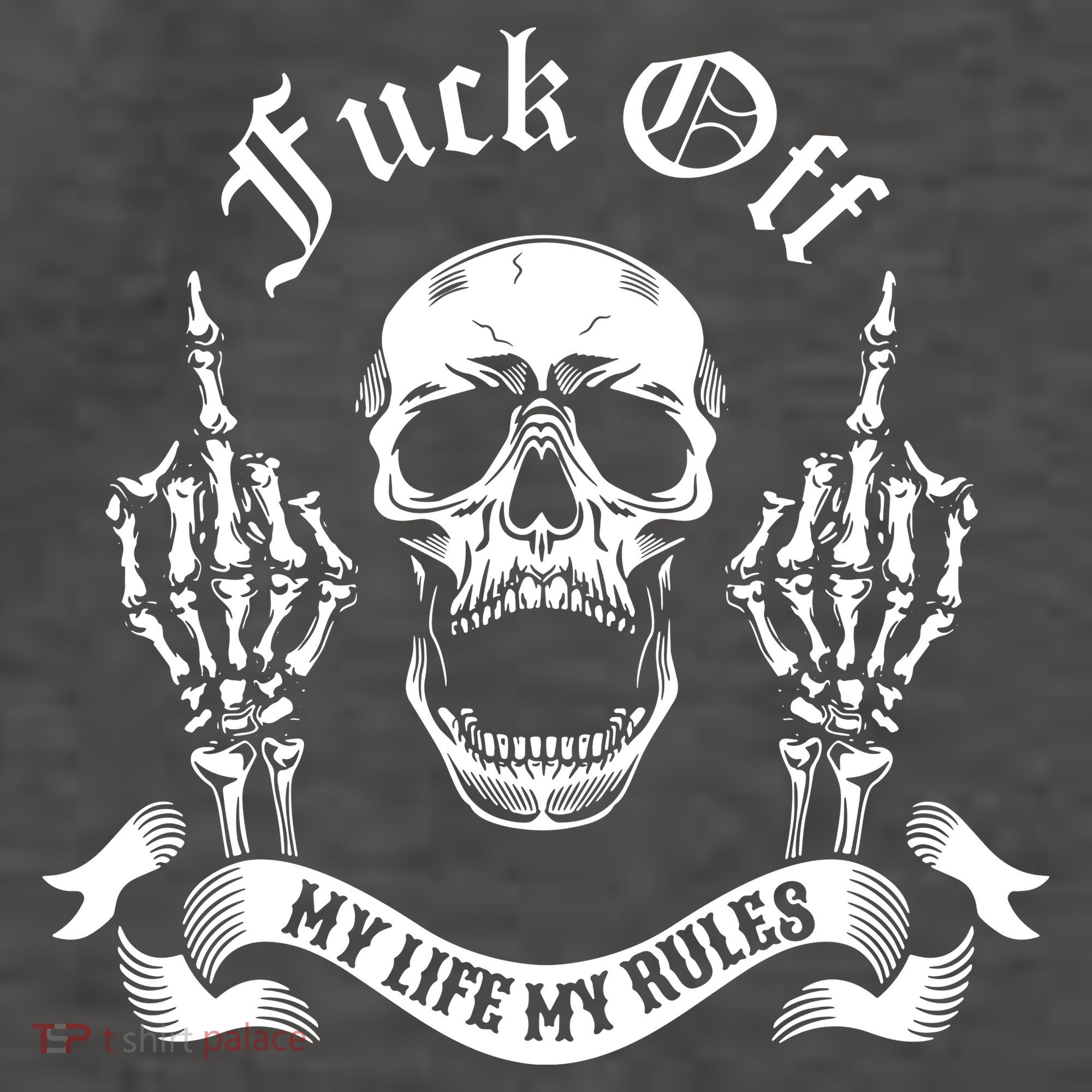 Fuck Off My Life Rules Skull Finger Vector Backpack