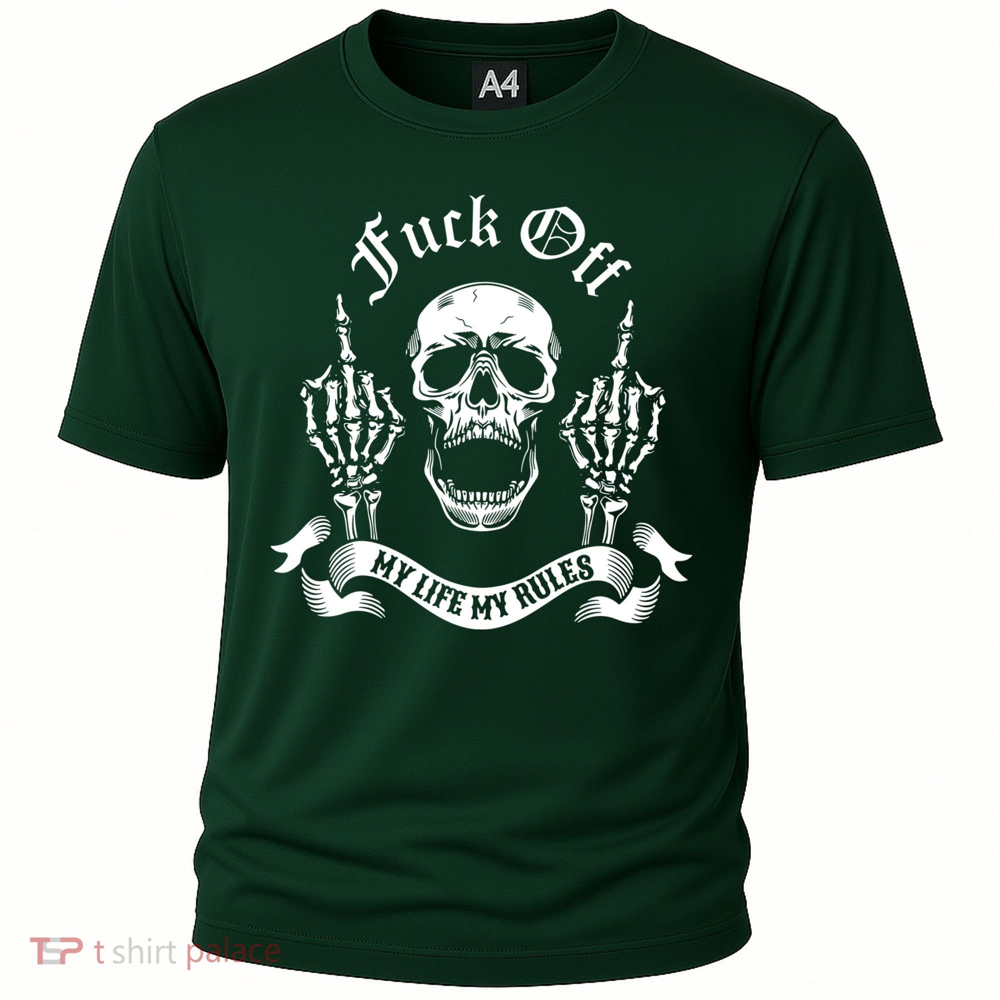 Fuck Off My Life Rules Skull Finger Cooling Performance Crew T-Shirt