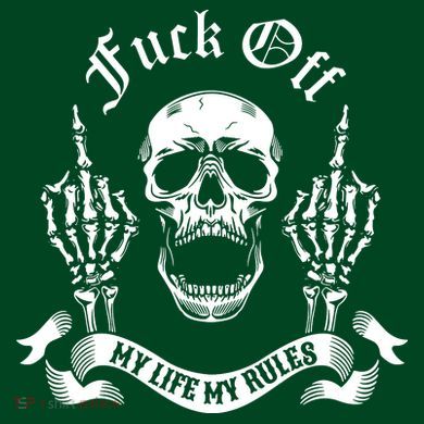 Fuck Off My Life Rules Skull Finger Button
