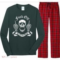 Fuck Off My Life Rules Skull Finger Long Sleeve Pajama Set thumb 0