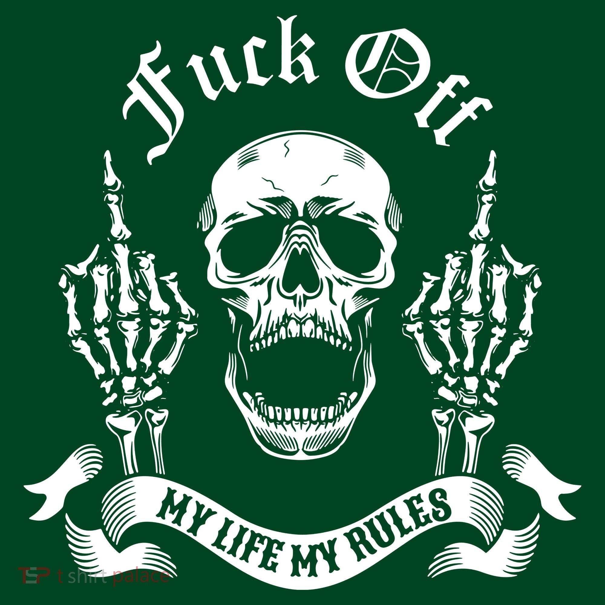 Fuck Off My Life Rules Skull Finger Mousepad