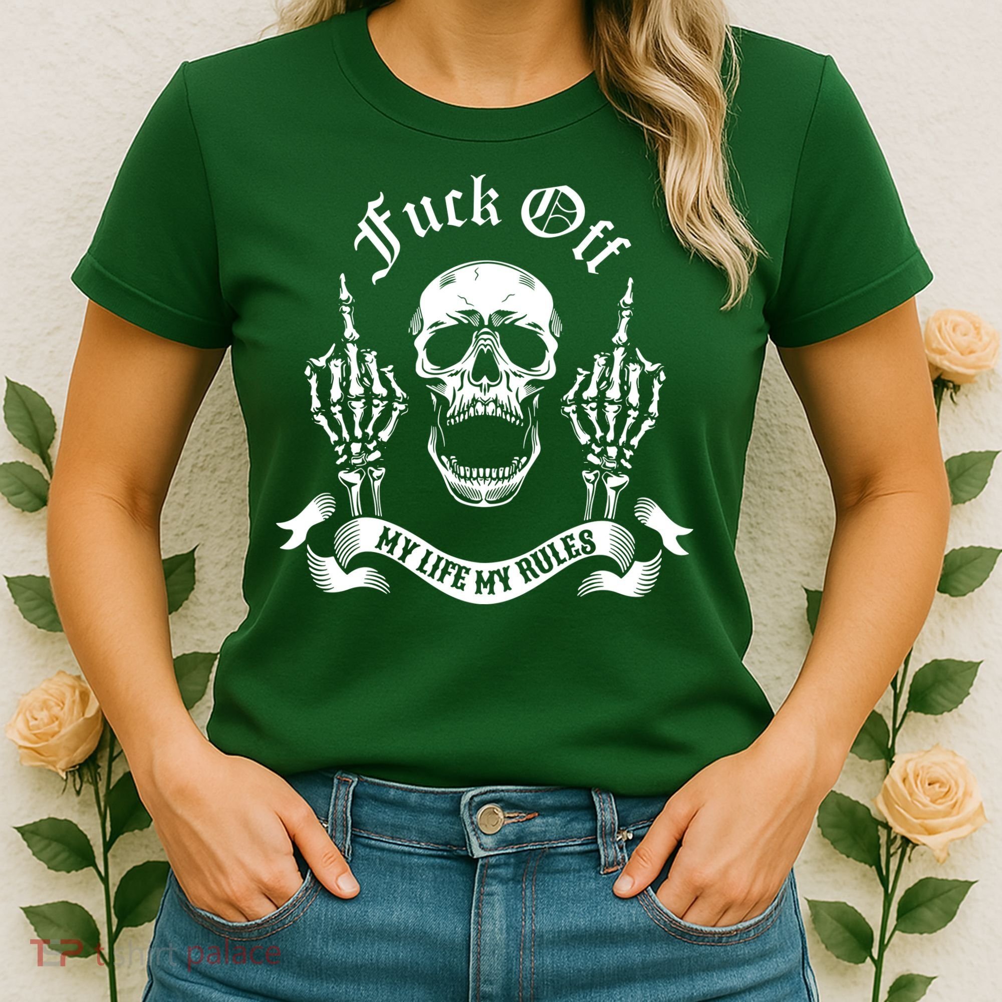 Fuck Off My Life Rules Skull Finger Women's T-Shirt