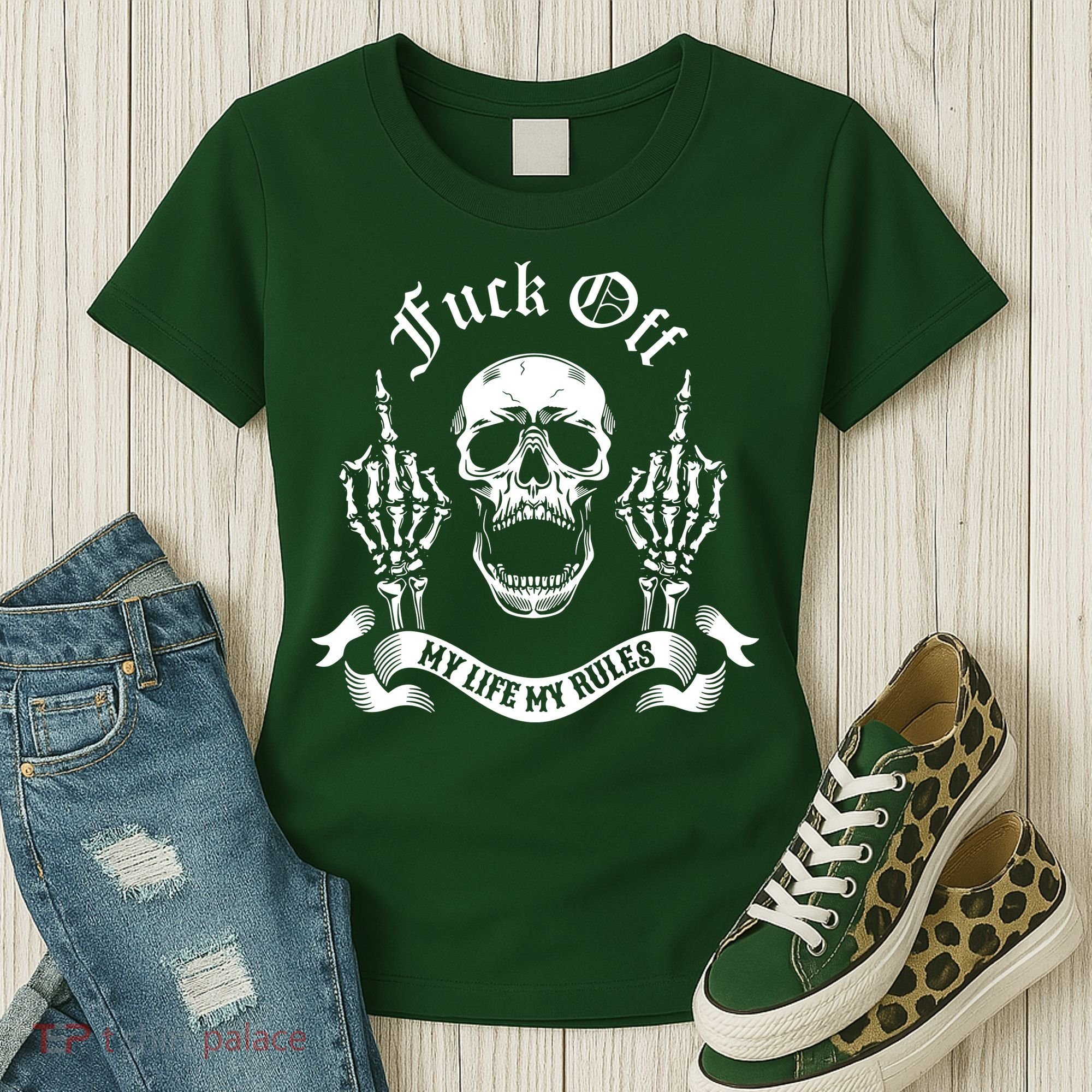 Fuck Off My Life Rules Skull Finger Women's T-Shirt