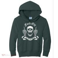 Fuck Off My Life Rules Skull Finger Kids Hoodie thumb 0