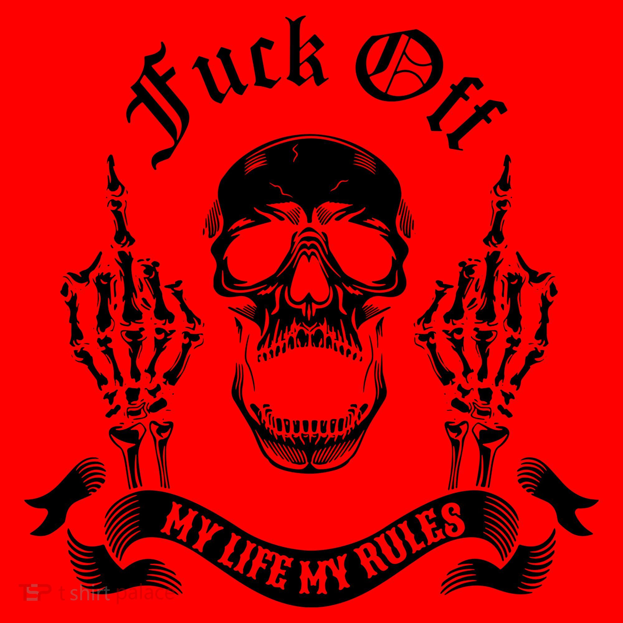 Fuck Off My Life Rules Skull Finger Santa Hat