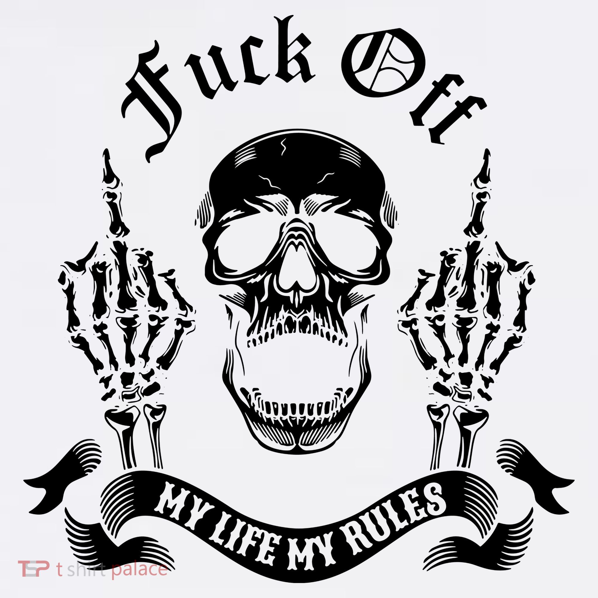 Fuck Off My Life Rules Skull Finger Comfort Colors Garment-Dyed Hooded Sweatshirt