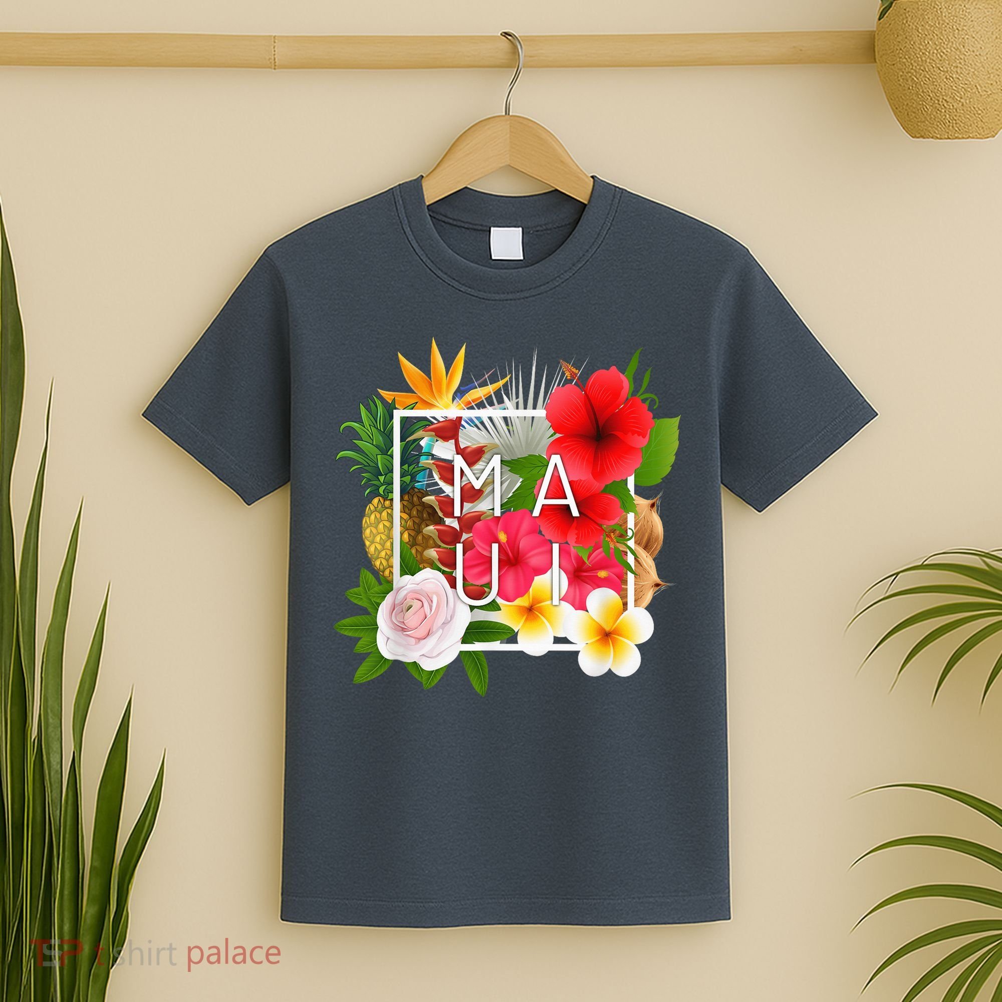 Flowers of Maui Word Art - Hawaiian Island Souvenir T-Shirt