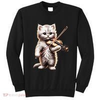 Funny Orchestra Musician Violinist Cute Cat Playing Violin Sweatshirt thumb 0