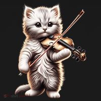 Funny Orchestra Musician Violinist Cute Cat Playing Violin Sweatshirt thumb 3