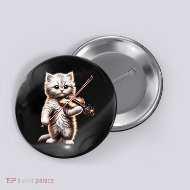 Funny Orchestra Musician Violinist Cute Cat Playing Violin Button