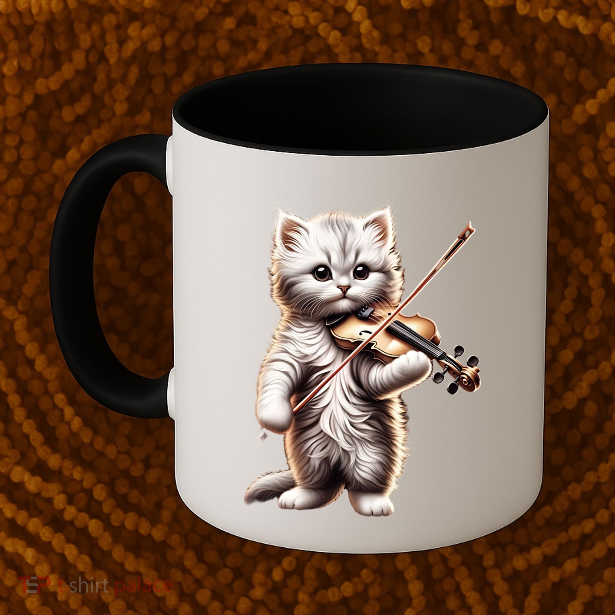 Funny Orchestra Musician Violinist Cute Cat Playing Violin Coffee Mug