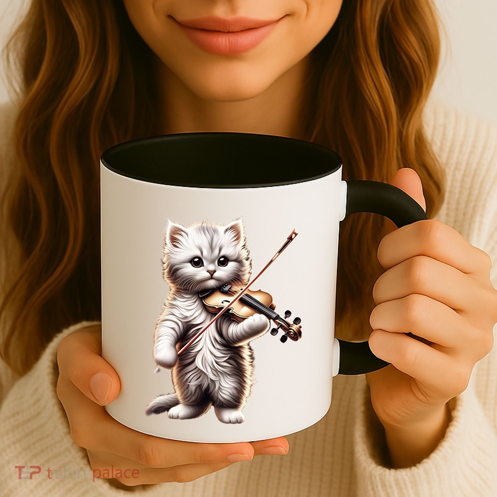 Funny Orchestra Musician Violinist Cute Cat Playing Violin Coffee Mug
