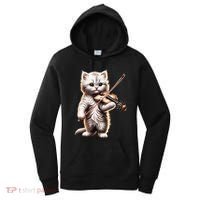 Funny Orchestra Musician Violinist Cute Cat Playing Violin Women's Hoodie thumb 0