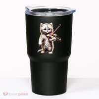 Funny Orchestra Musician Violinist Cute Cat Playing Violin Tumbler thumb 0