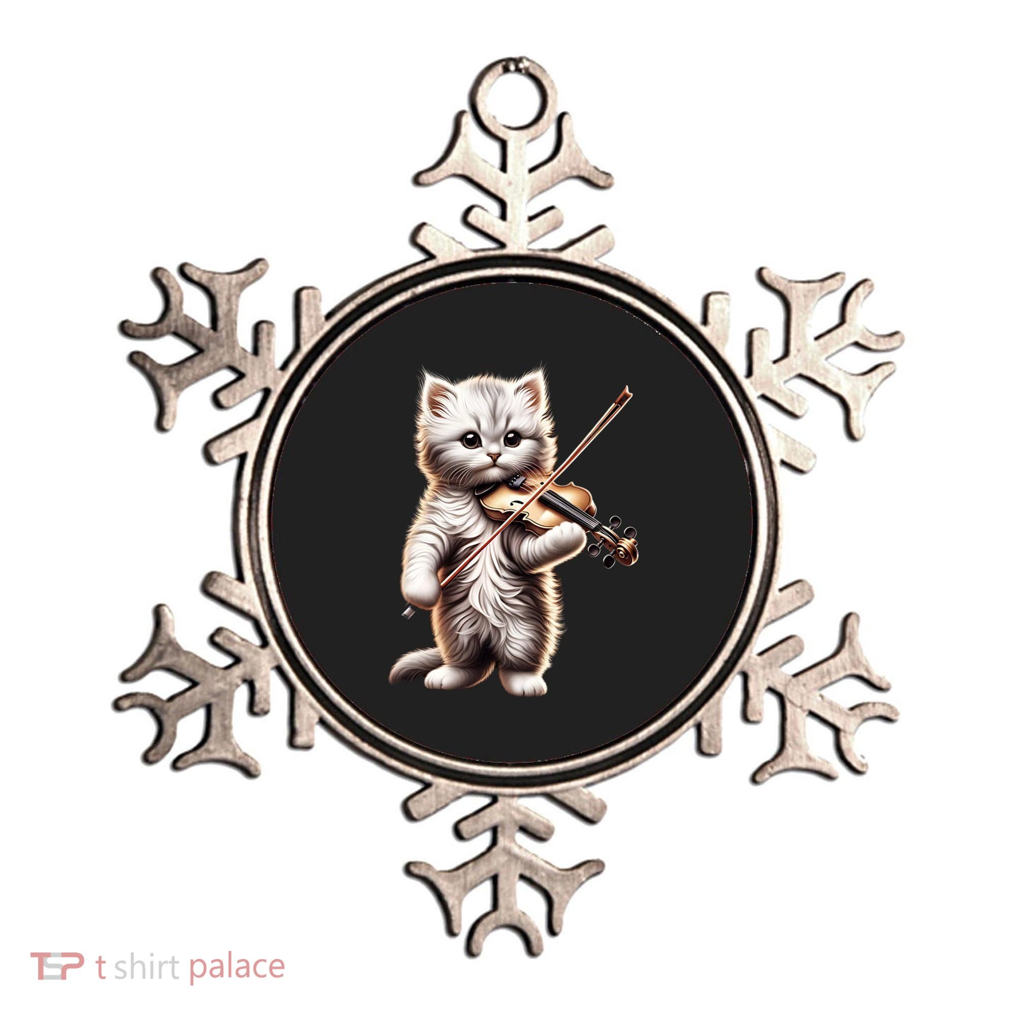 Funny Orchestra Musician Violinist Cute Cat Playing Violin Ornament