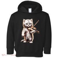 Funny Orchestra Musician Violinist Cute Cat Playing Violin Toddler Hoodie thumb 0