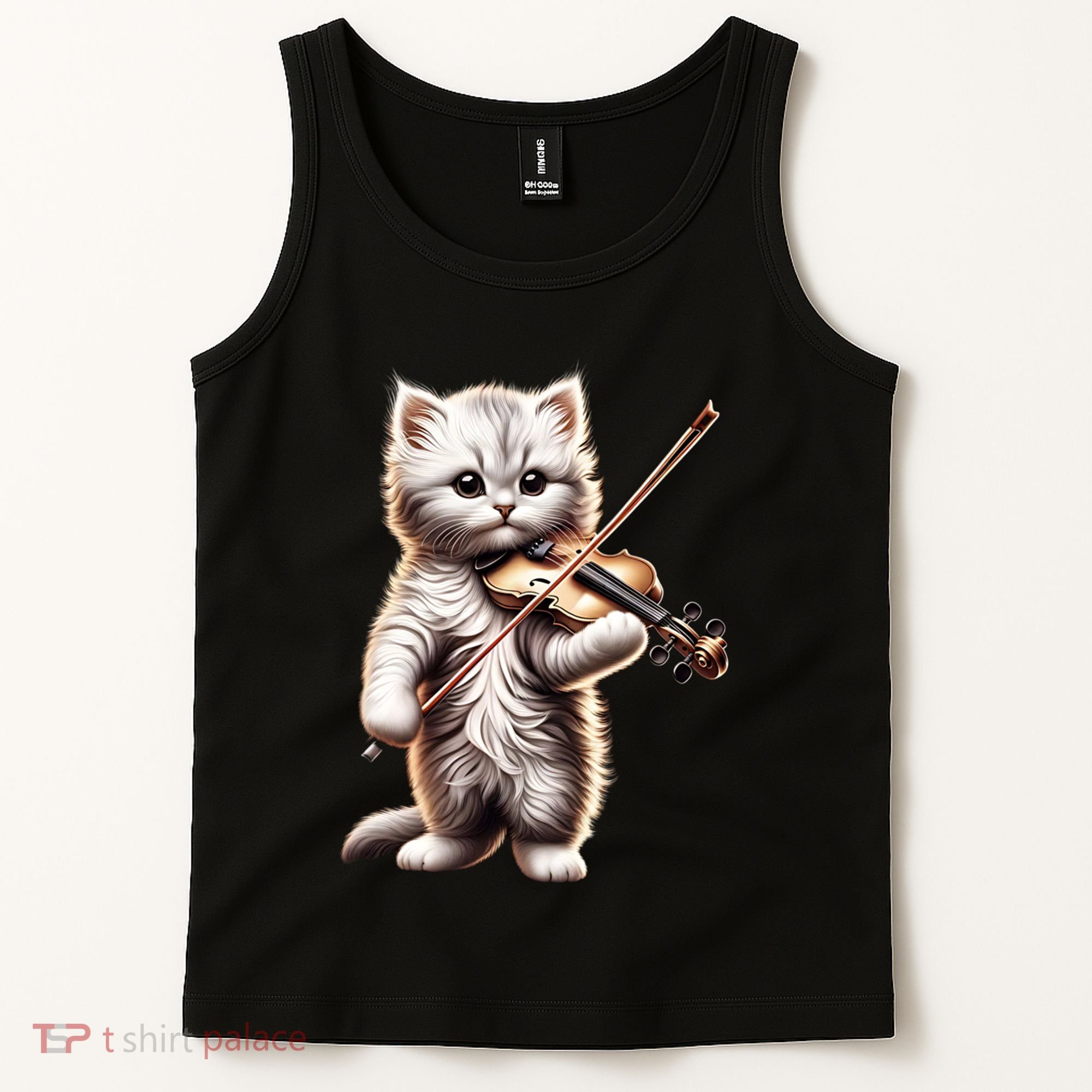 Funny Orchestra Musician Violinist Cute Cat Playing Violin Tank Top