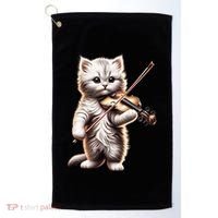 Funny Orchestra Musician Violinist Cute Cat Playing Violin Golf Towel thumb 0