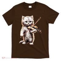 Funny Orchestra Musician Violinist Cute Cat Playing Violin T-Shirt thumb 0