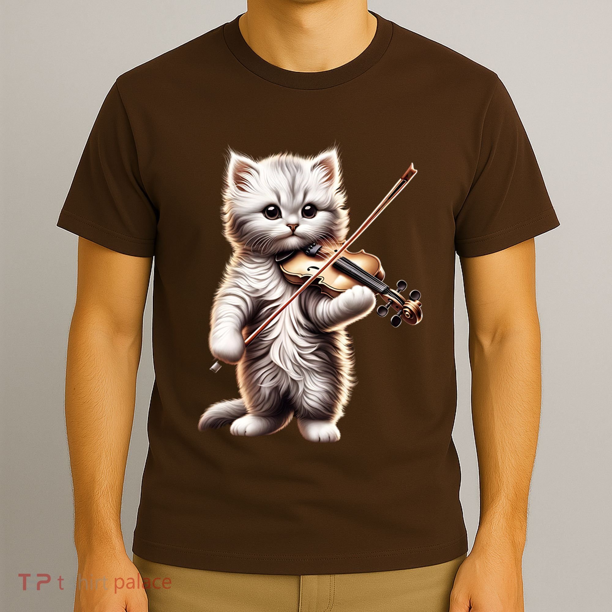 Funny Orchestra Musician Violinist Cute Cat Playing Violin T-Shirt