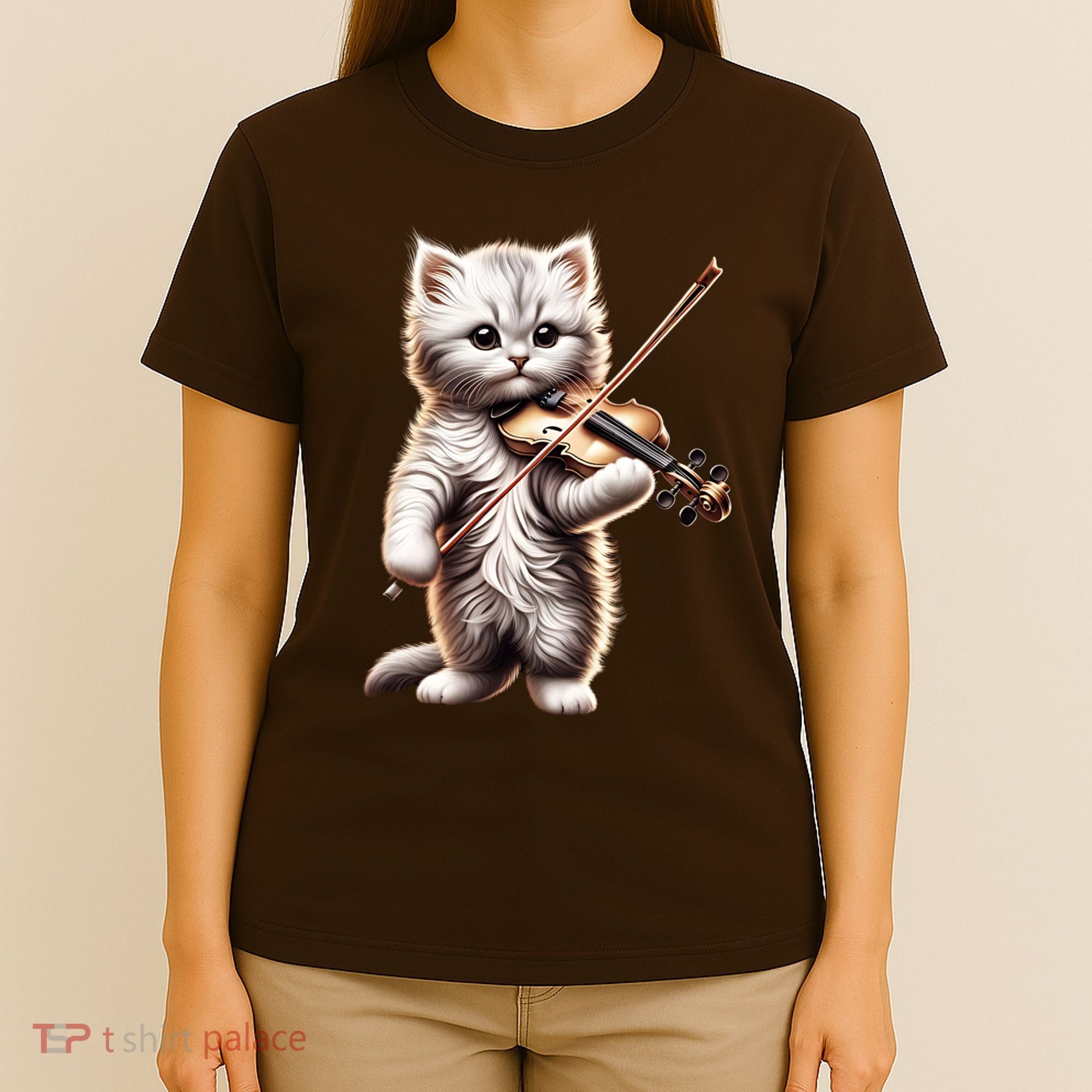 Funny Orchestra Musician Violinist Cute Cat Playing Violin T-Shirt