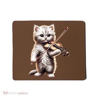 Funny Orchestra Musician Violinist Cute Cat Playing Violin Mousepad