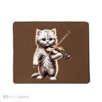 Funny Orchestra Musician Violinist Cute Cat Playing Violin Mousepad thumb 0