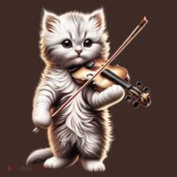 Funny Orchestra Musician Violinist Cute Cat Playing Violin Baby Bodysuit thumb 2