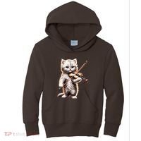 Funny Orchestra Musician Violinist Cute Cat Playing Violin Kids Hoodie thumb 0