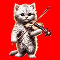 Funny Orchestra Musician Violinist Cute Cat Playing Violin Santa Hat thumb 1