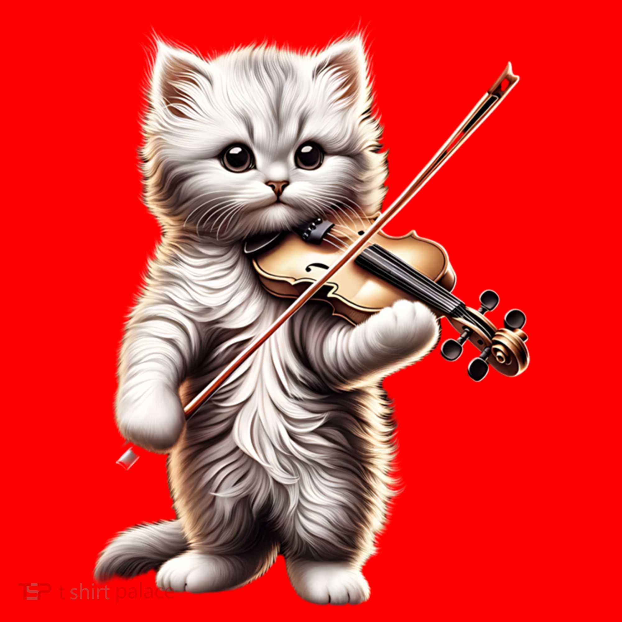 Funny Orchestra Musician Violinist Cute Cat Playing Violin Santa Hat