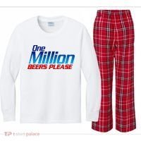 Funny One Million Beers Please Beer Enthusiast Drinking Kids Long Sleeve Plaid Pajama Set thumb 0