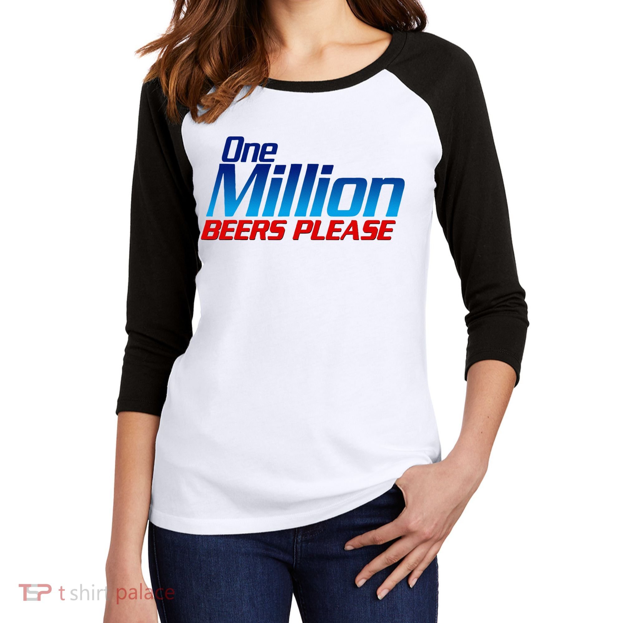 Funny One Million Beers Please Beer Enthusiast Drinking Women's Tri-Blend 3/4-Sleeve Raglan Shirt