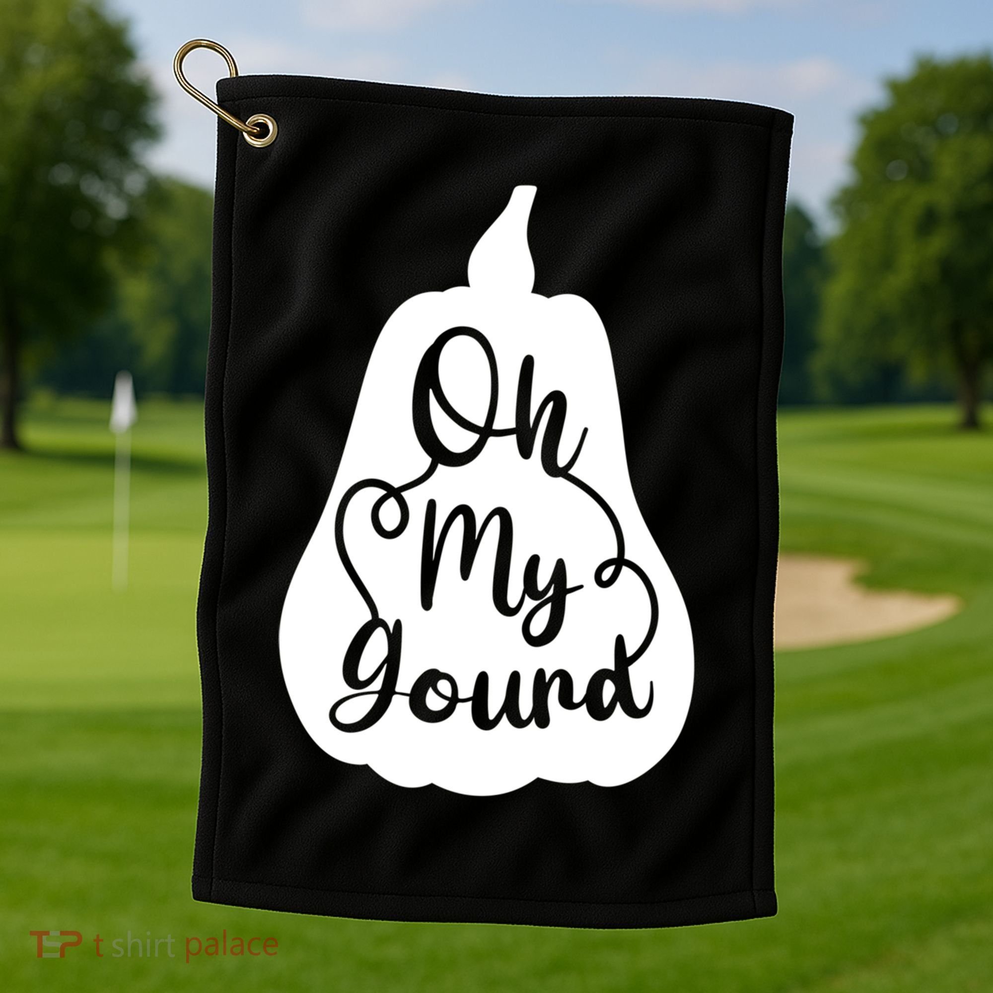 Funny Oh My Gourd Thanksgiving Fall Gift Golf Towel