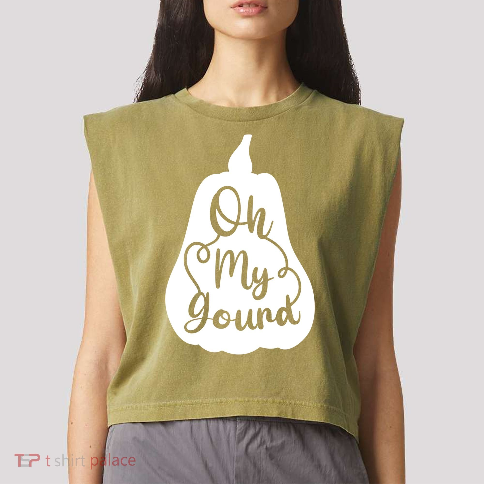 Funny Oh My Gourd Thanksgiving Fall Gift Garment-Dyed Women's Muscle Tee