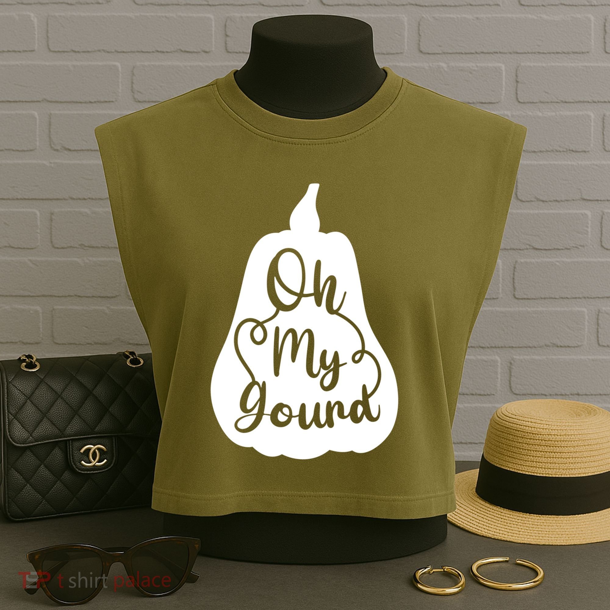 Funny Oh My Gourd Thanksgiving Fall Gift Garment-Dyed Women's Muscle Tee