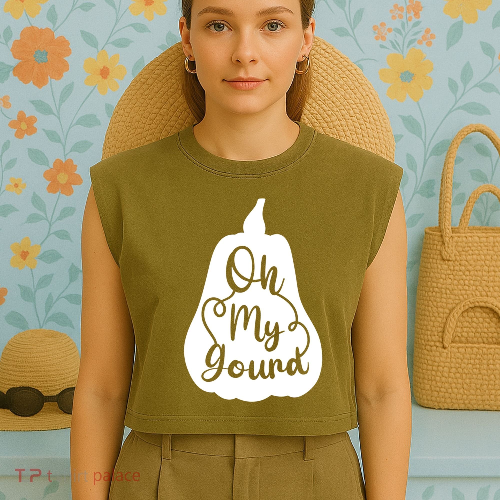Funny Oh My Gourd Thanksgiving Fall Gift Garment-Dyed Women's Muscle Tee