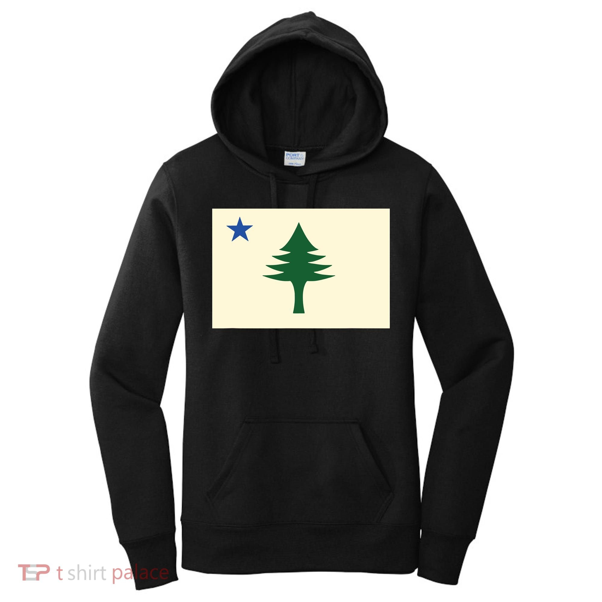 Flag Of Maine 1901 Maine State Flag Pine Tree State Women's Hoodie