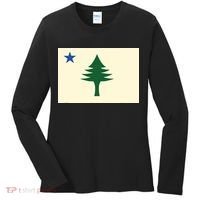 Flag Of Maine 1901 Maine State Flag Pine Tree State Women's Long Sleeve Shirt thumb 0