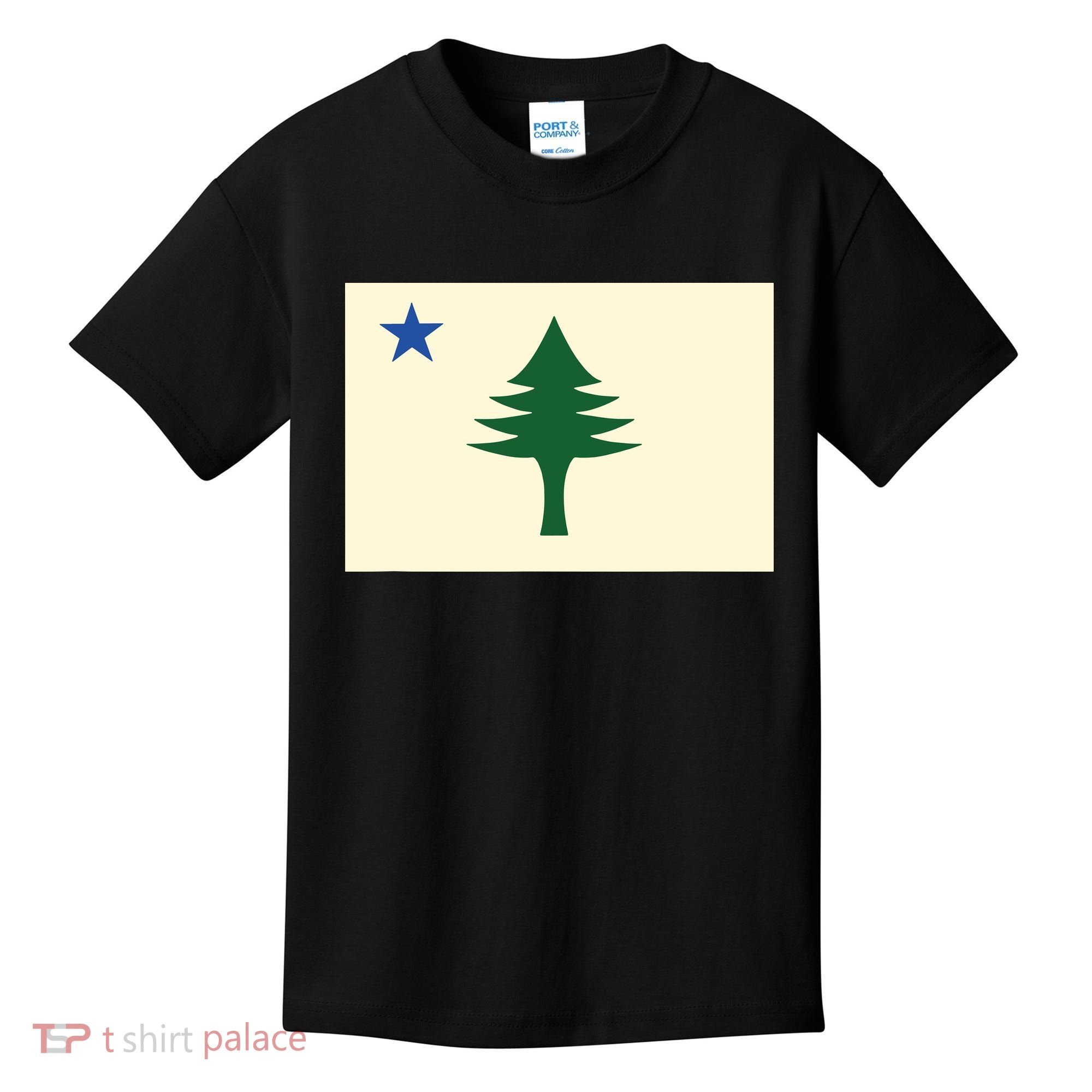 Flag Of Maine 1901 Maine State Flag Pine Tree State Kids T-Shirt