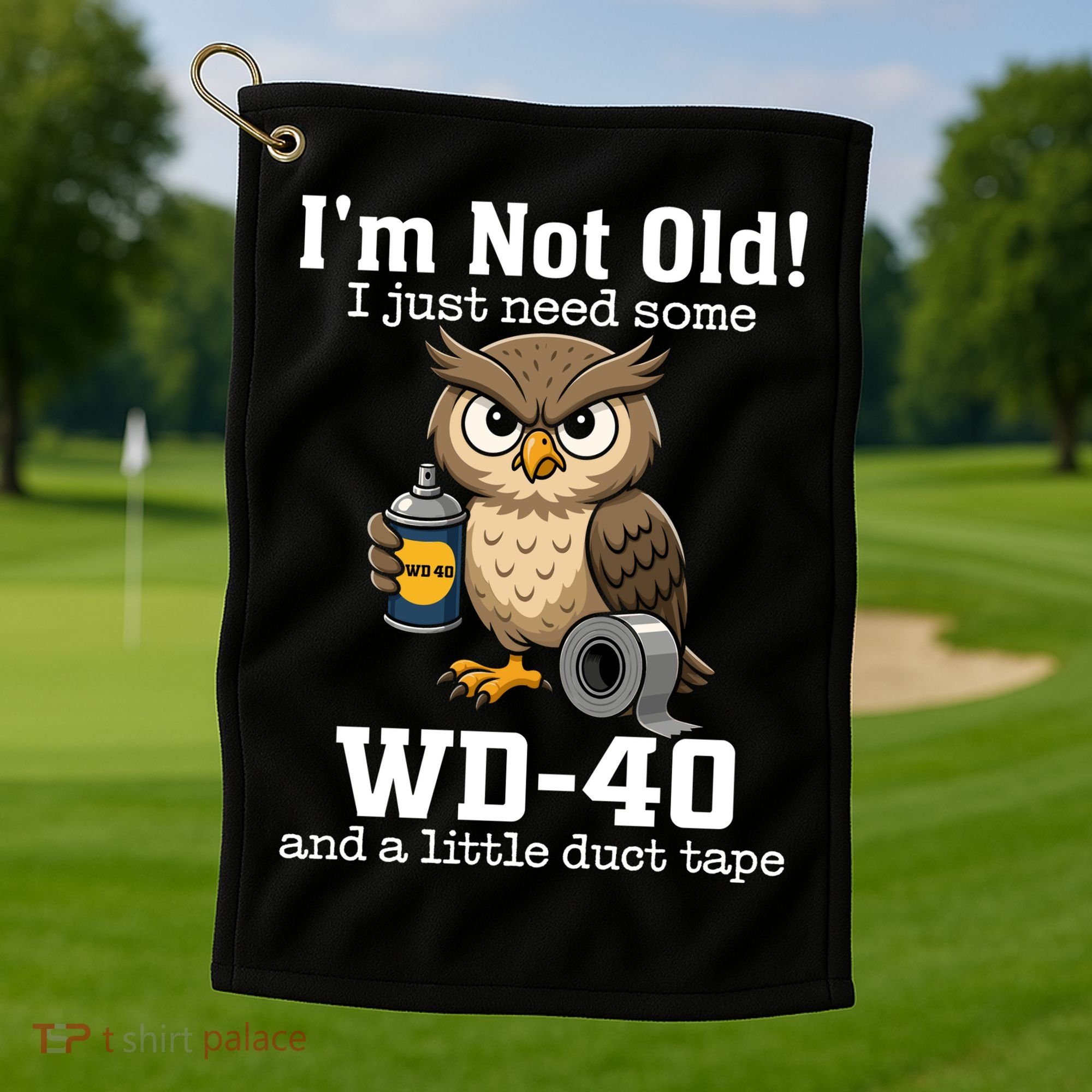 Funny Owl Meme WD-40 And Duct Tape Golf Towel