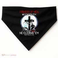 Fisher Of Men We Catch Em He Cleans Em Matthew 4 19 USA-Made Doggie Bandana thumb 0