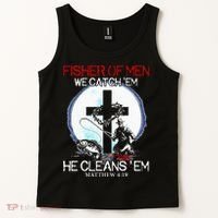 Fisher Of Men We Catch Em He Cleans Em Matthew 4 19 Tank Top thumb 2
